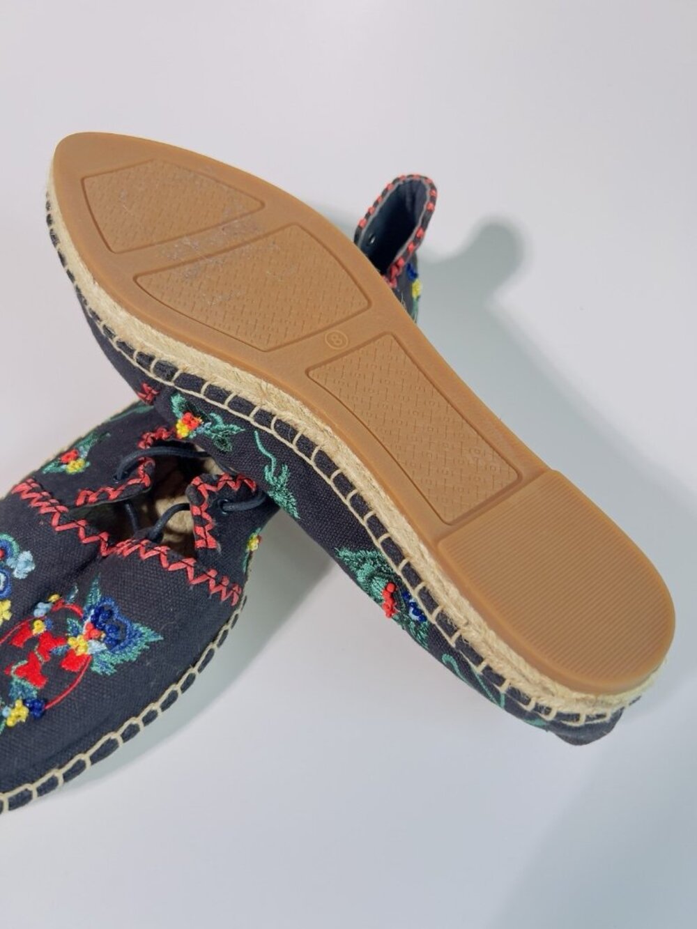 Tory Burch Fleming Embroidered Lace-Up Espadrilles Canvas Floral Size 8 - Picture 10 of 11
